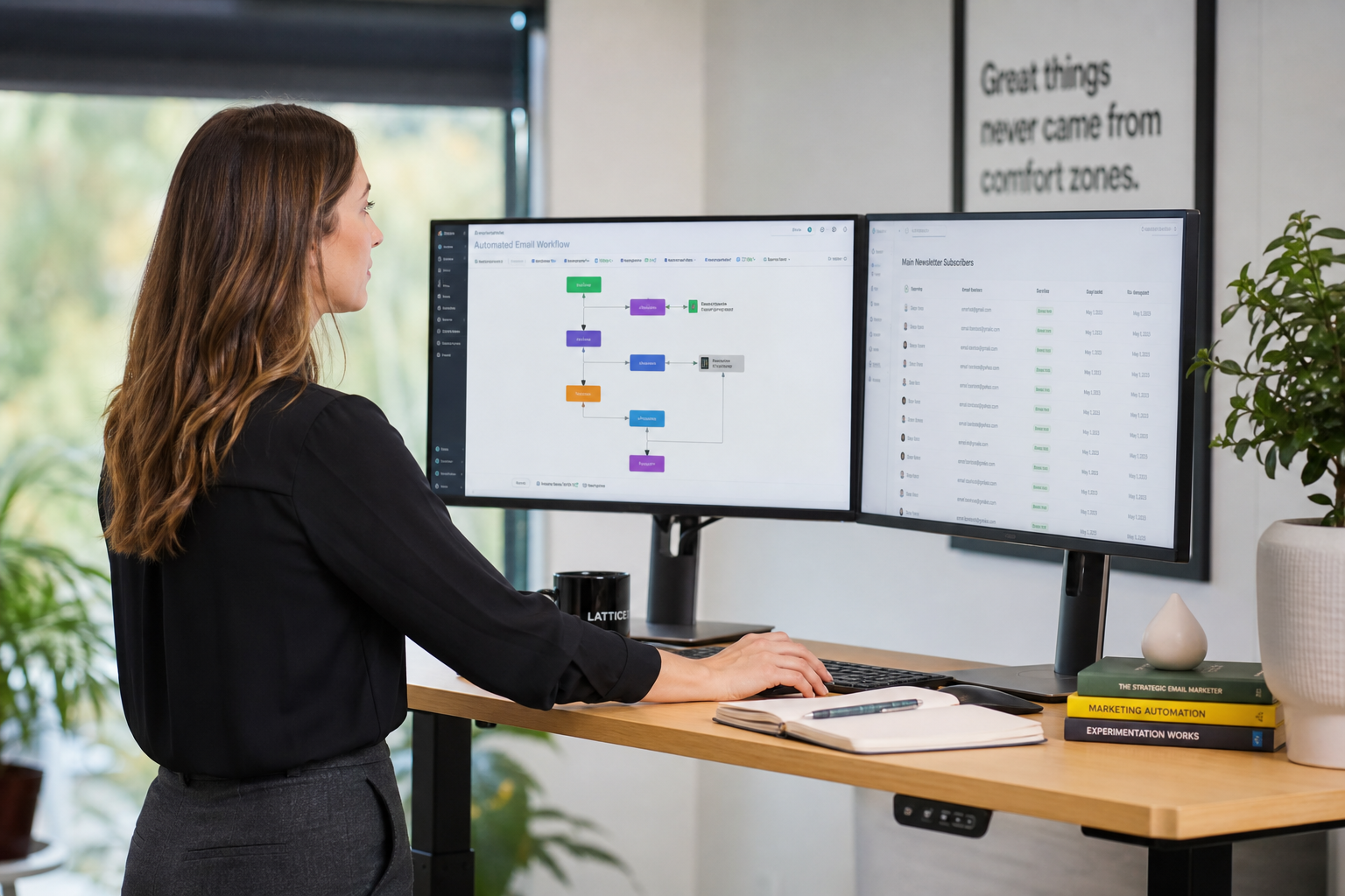 Marketing automation specialist configuring email workflows in HubSpot