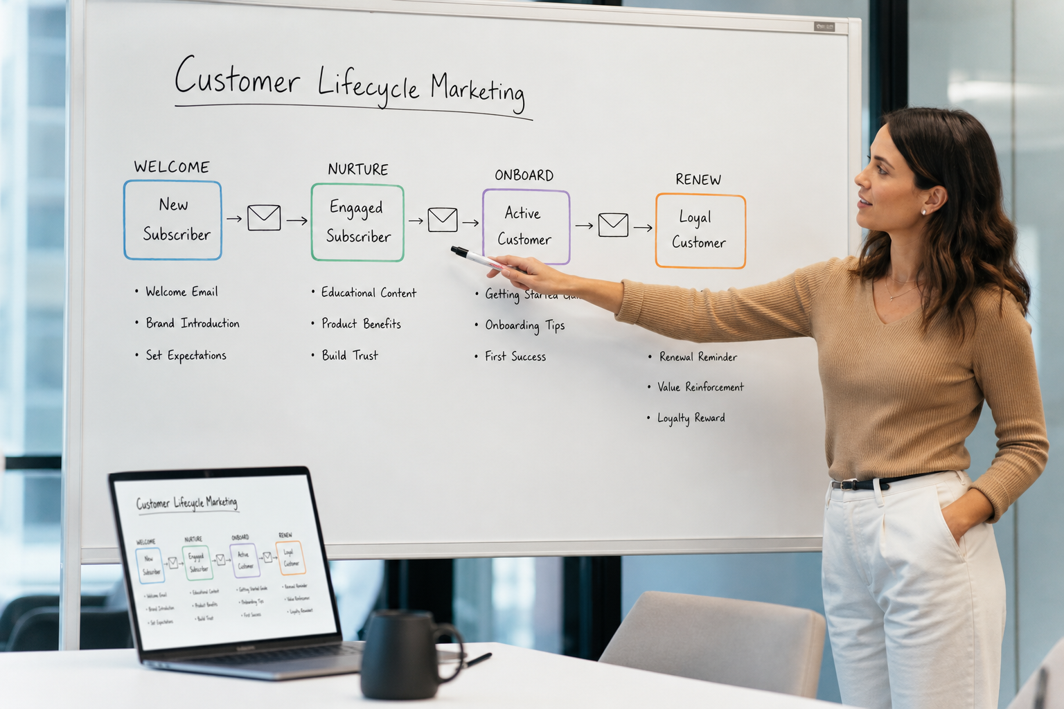 Lifecycle marketing triggers mapped for onboarding and renewal emails