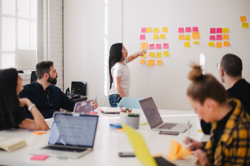 Growth consultant mapping quarterly channel priorities on a whiteboard