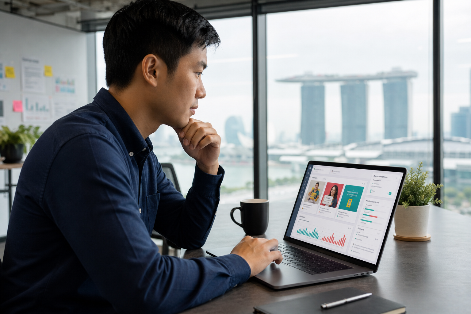 Marketer comparing creative variants in a paid social ads manager
